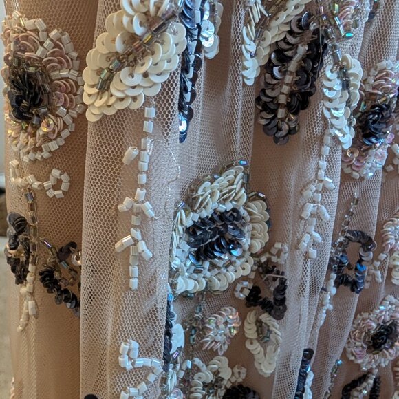 NEEDLE & THREAD Embellished Tulle Midi Dress Blush/Champagne US 4 UK 8 - Picture 6 of 10